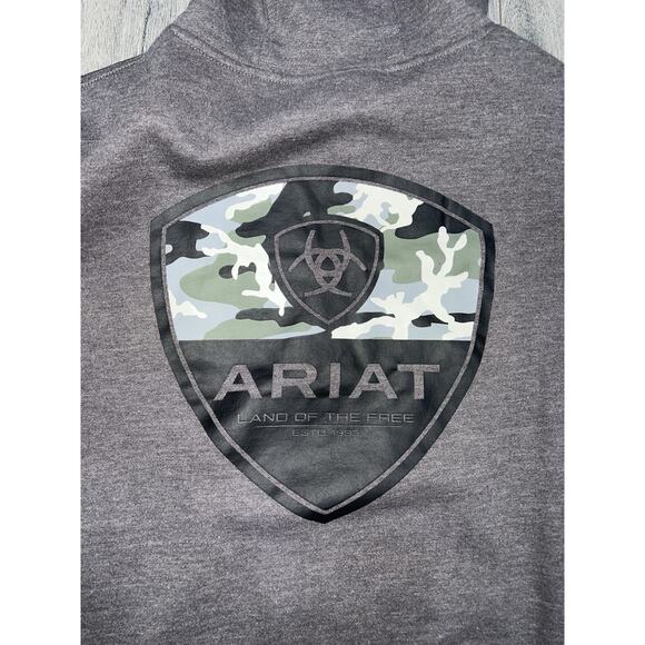 Ariat Men's Southwest Shield Sweatshirt Charcoal Heather hoodie L A004729 - Picture 13 of 13